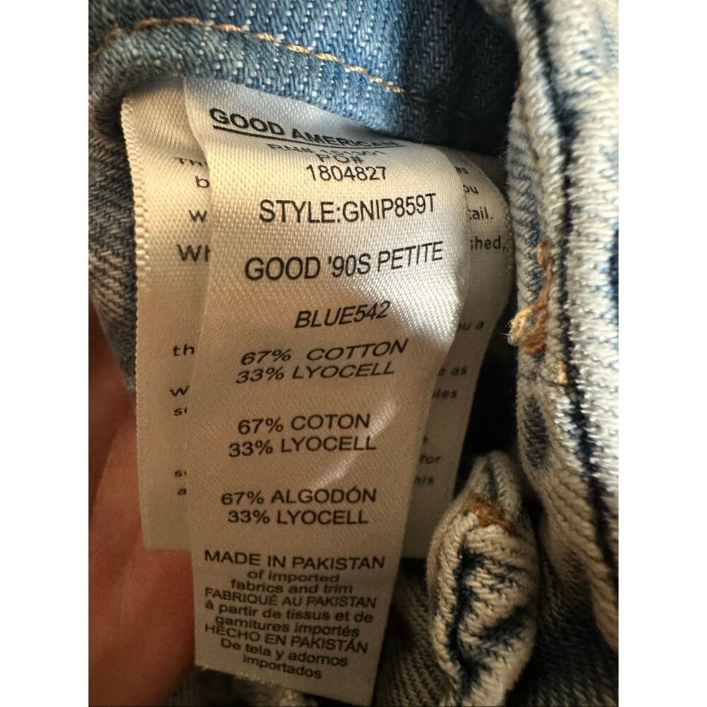 Good American Straight Leg Distressed Blue Jeans - Picture 6 of 6